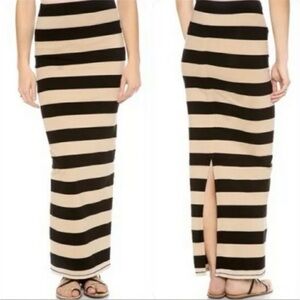 Free People Striped Black and Tan Maxi Skirt Sz Small